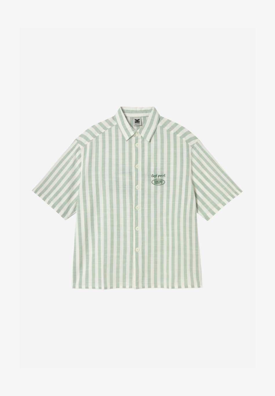 Kaotiko Shirt Stripes But First Cocktails - White/Green
