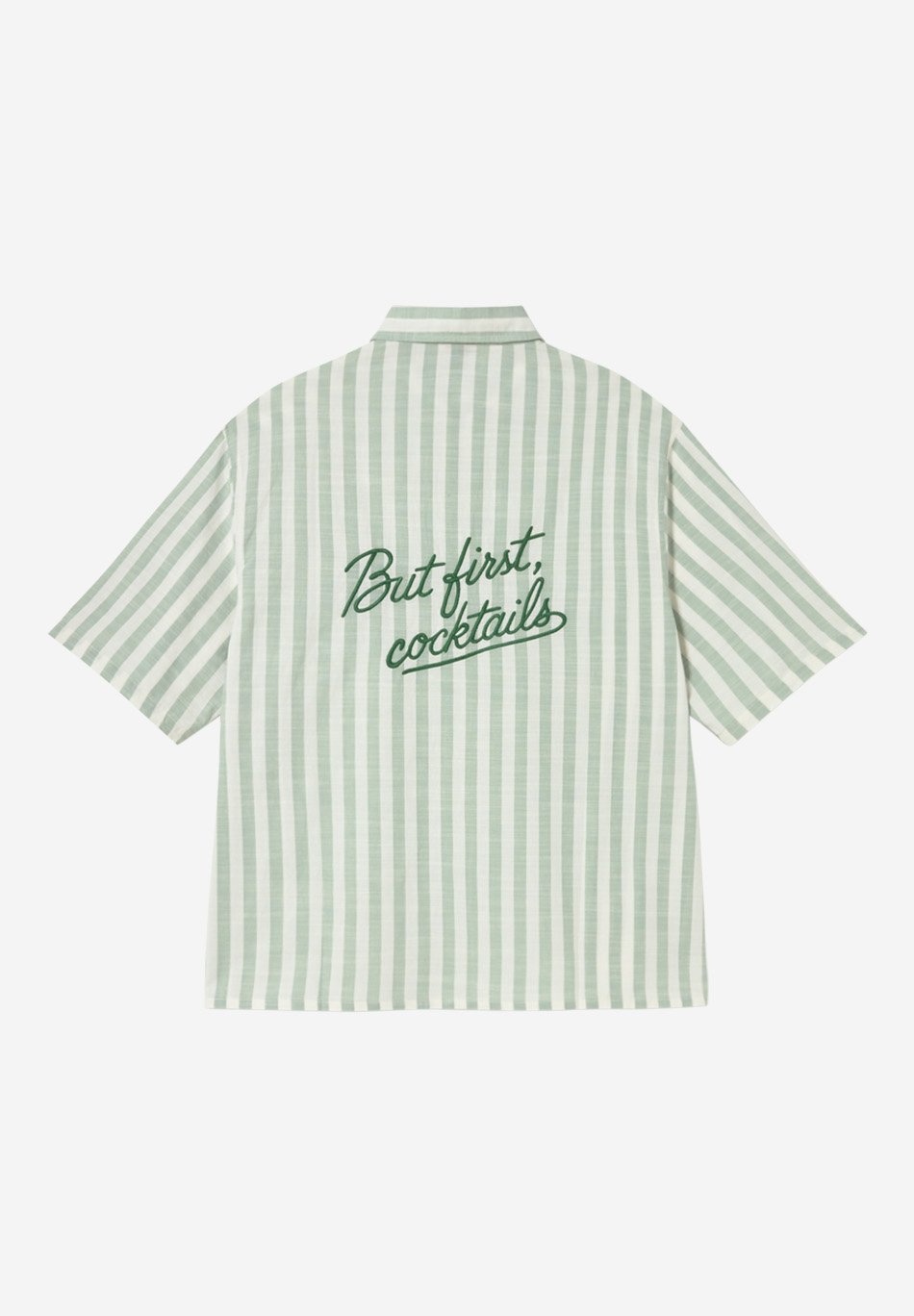 Kaotiko Shirt Stripes But First Cocktails - White/Green