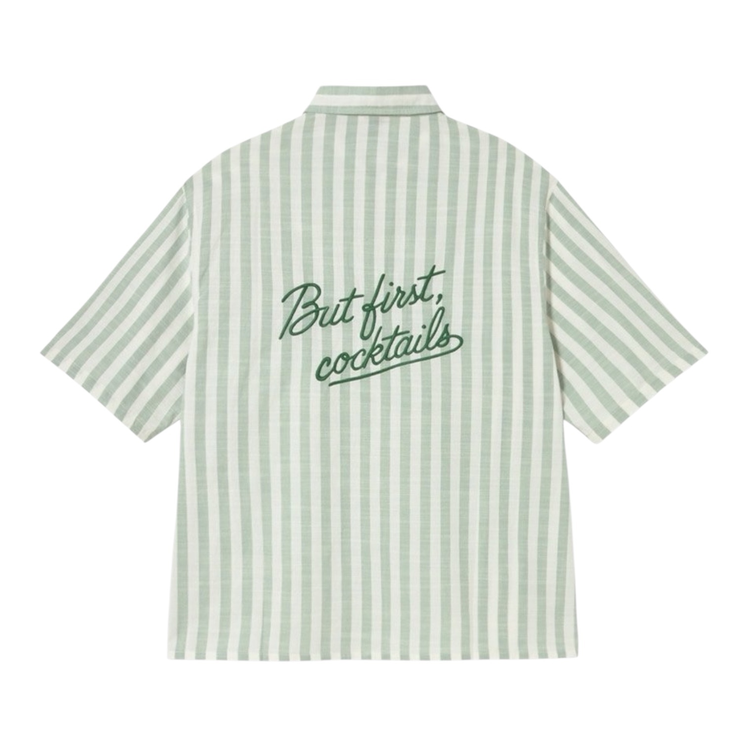 Kaotiko Shirt Stripes But First Cocktails - White/Green