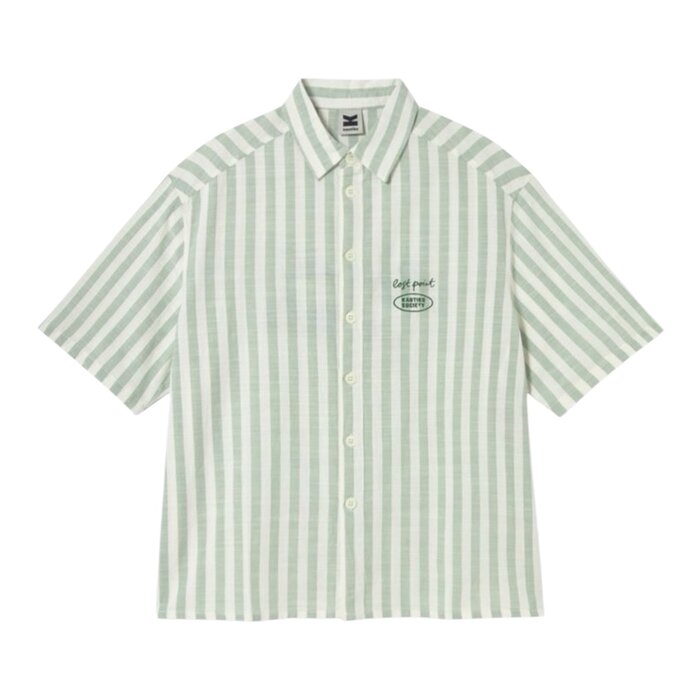 Kaotiko Shirt Stripes But First Cocktails - White/Green