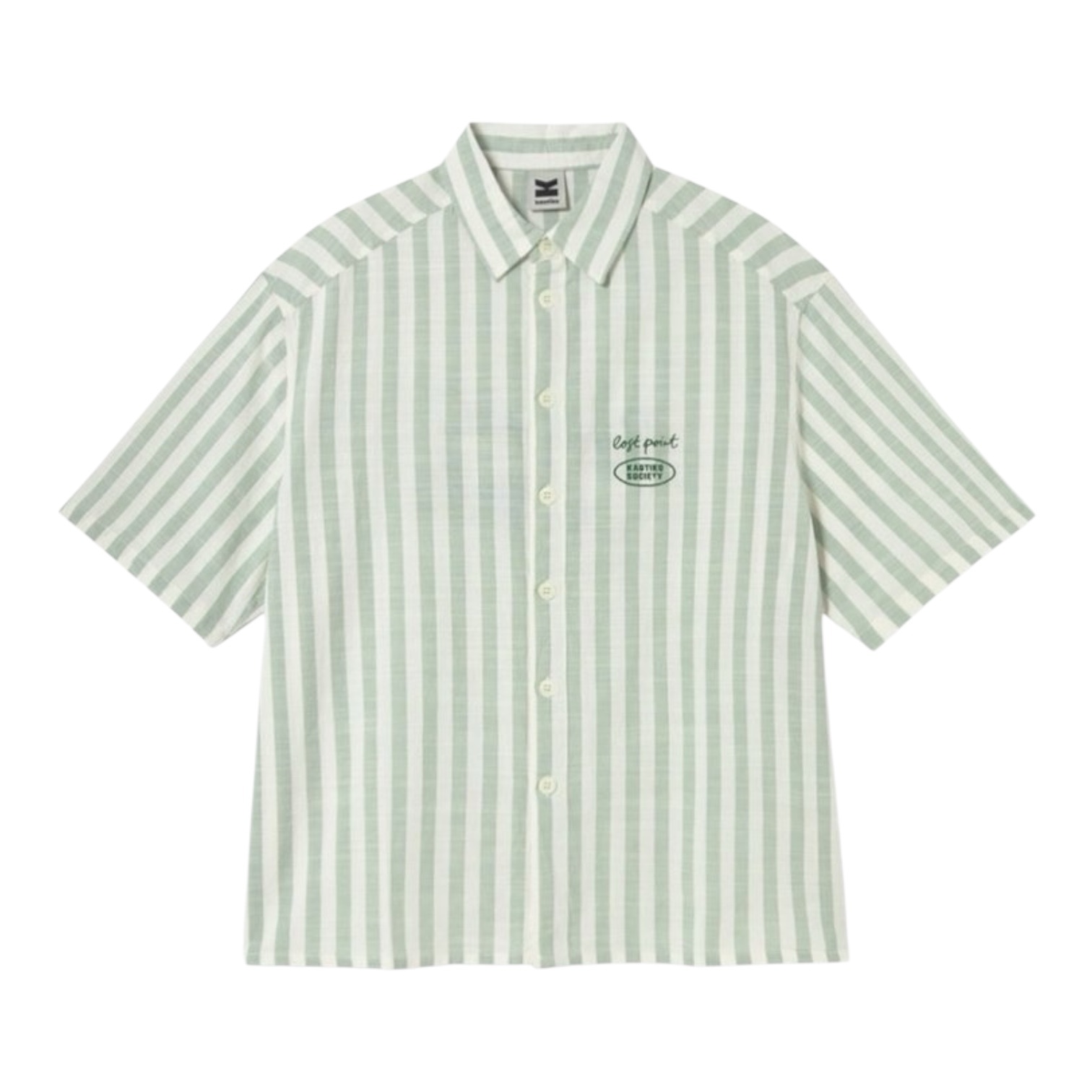 Kaotiko Shirt Stripes But First Cocktails - White/Green
