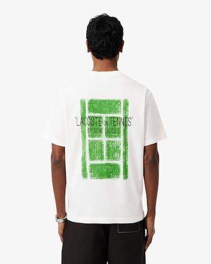 Lacoste T-shirt Coton Imprimé - Blanc