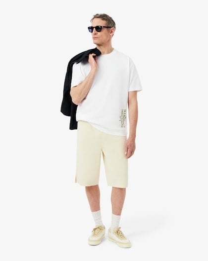 Lacoste T-shirt Relaxed Fit Coton Imprimé - Blanc