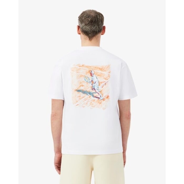 Lacoste T-shirt Relaxed Fit Coton Imprimé - Blanc