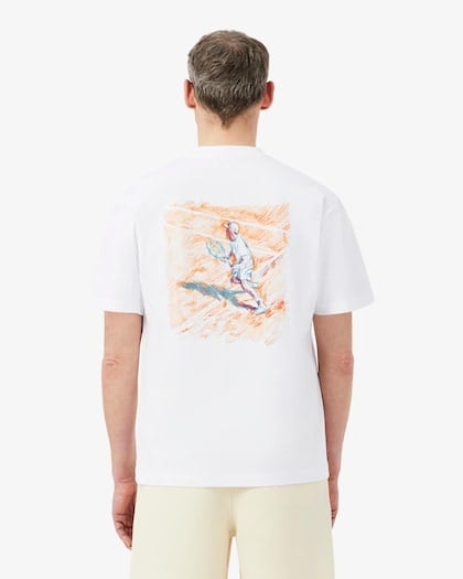 Lacoste T-shirt Relaxed Fit Coton Imprimé - Blanc