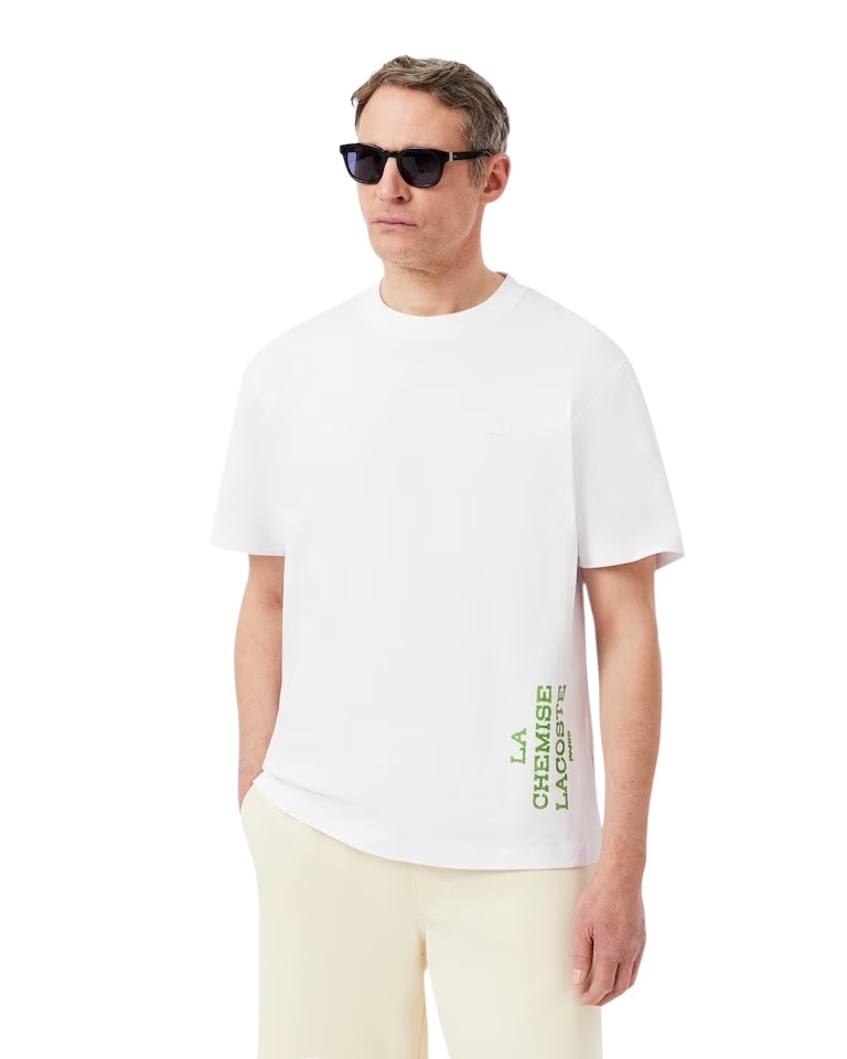 Lacoste T-shirt Relaxed Fit Coton Imprimé - Blanc