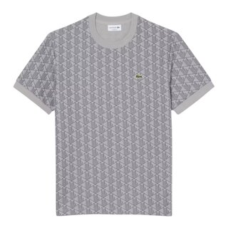 Lacoste T-shirt Jacquard Monogramme - Gris Clair/Gris Foncé