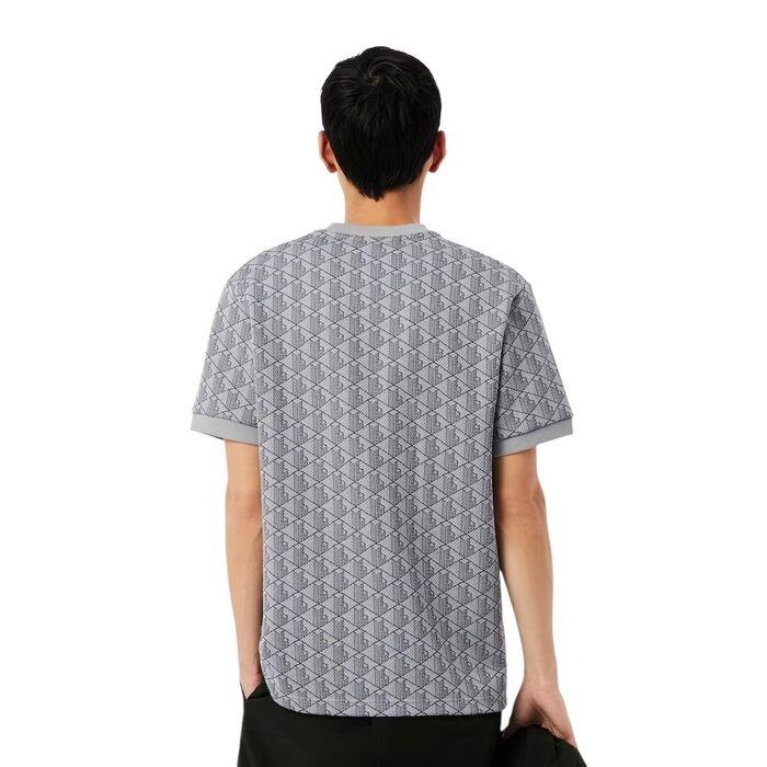 Lacoste T-shirt Jacquard Monogramme - Gris Clair/Gris Foncé