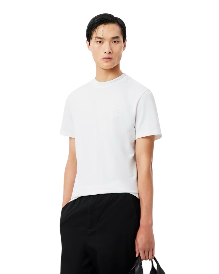 Lacoste T-shirt Commuter Piqué marquage jacquard - Blanc