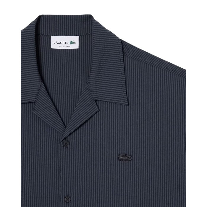 Lacoste Chemise Relaxed Fit Seersucker - Noir/Gris Foncé