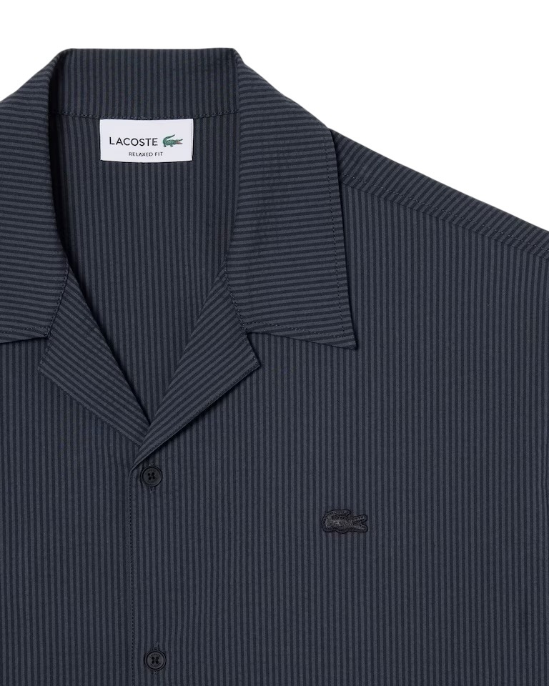 Lacoste Chemise Relaxed Fit Seersucker - Noir/Gris Foncé