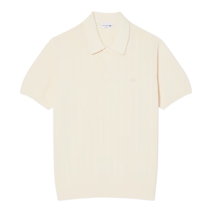 Lacoste Pull col polo maille côtelée fluide - Beige
