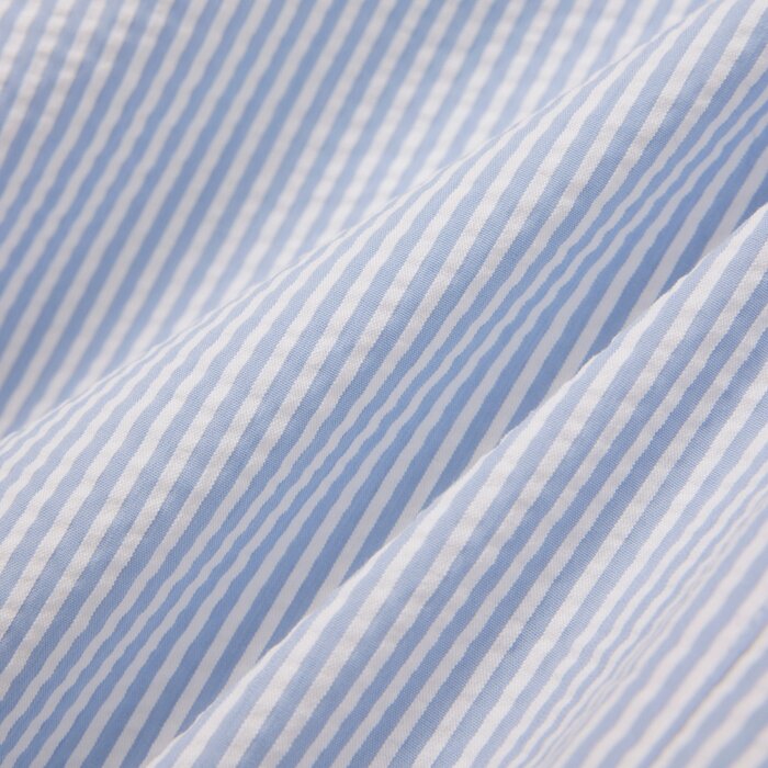 Lacoste Short de bain mi-long rayé texturé - Blanc/Bleu Clair