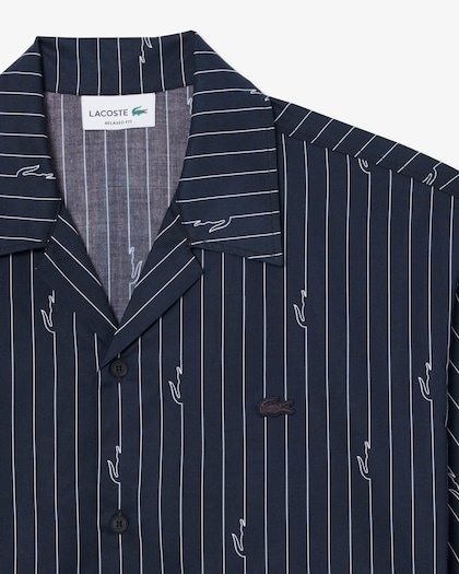 Lacoste Chemise relaxed fit twill imprimé - Noir/Blanc