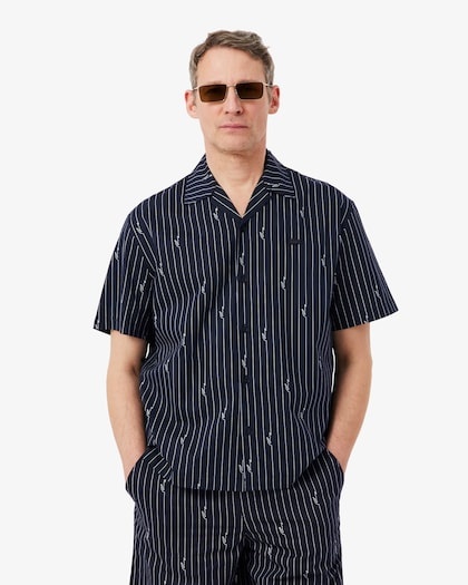 Lacoste Chemise relaxed fit twill imprimé - Noir/Blanc