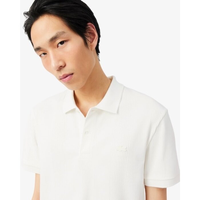 Lacoste Polo Classic Fit Maille Côtelée - Blanc