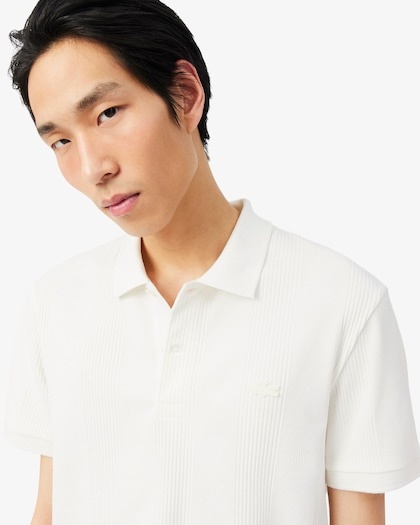 Lacoste Polo Classic Fit Maille Côtelée - Blanc