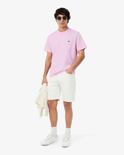 Lacoste T-shirt Coton Col Rond - Rose Z4H