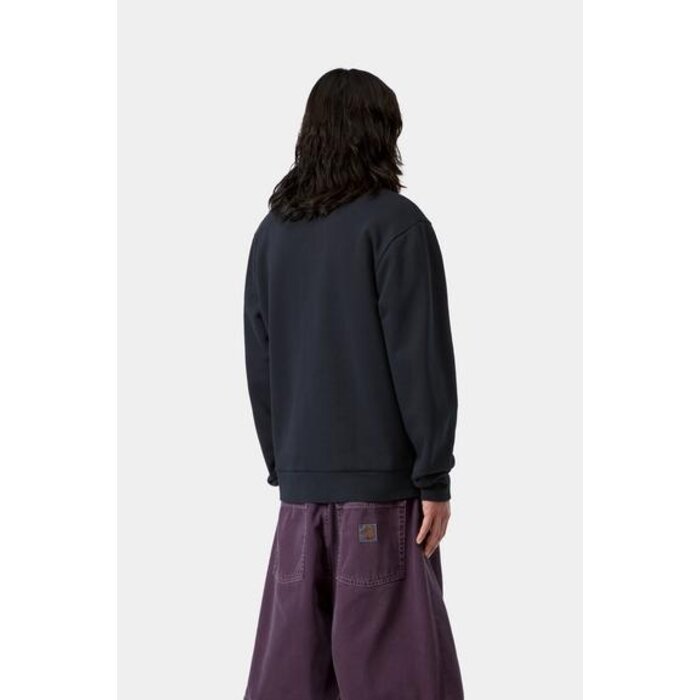 Carhartt WIP Script Embroidery Sweat - Deep Night/White