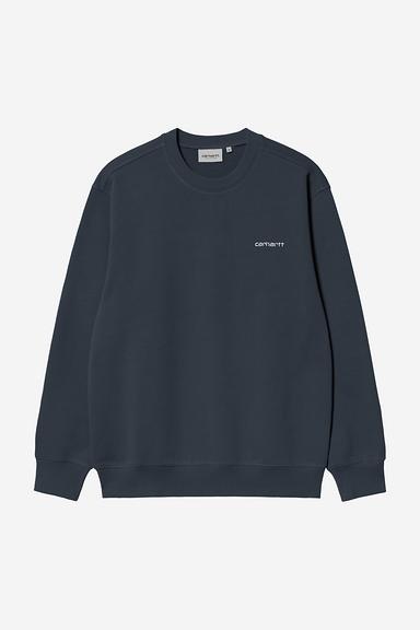 Carhartt WIP Script Embroidery Sweat - Deep Night/White