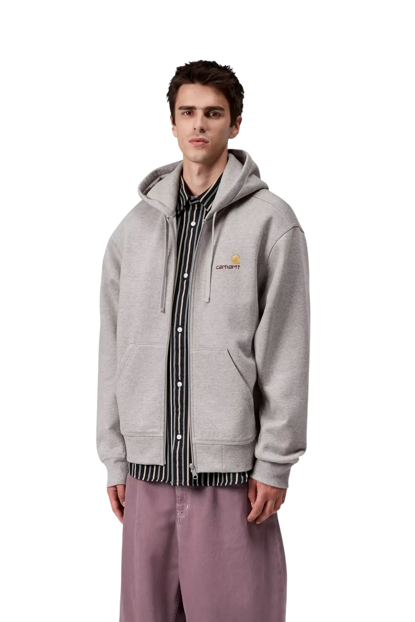 Carhartt WIP Hooded American Script Jacket - Grey Heather