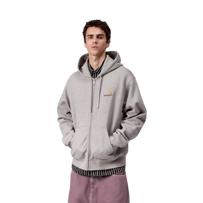 Carhartt WIP Hooded American Script Jacket - Grey Heather