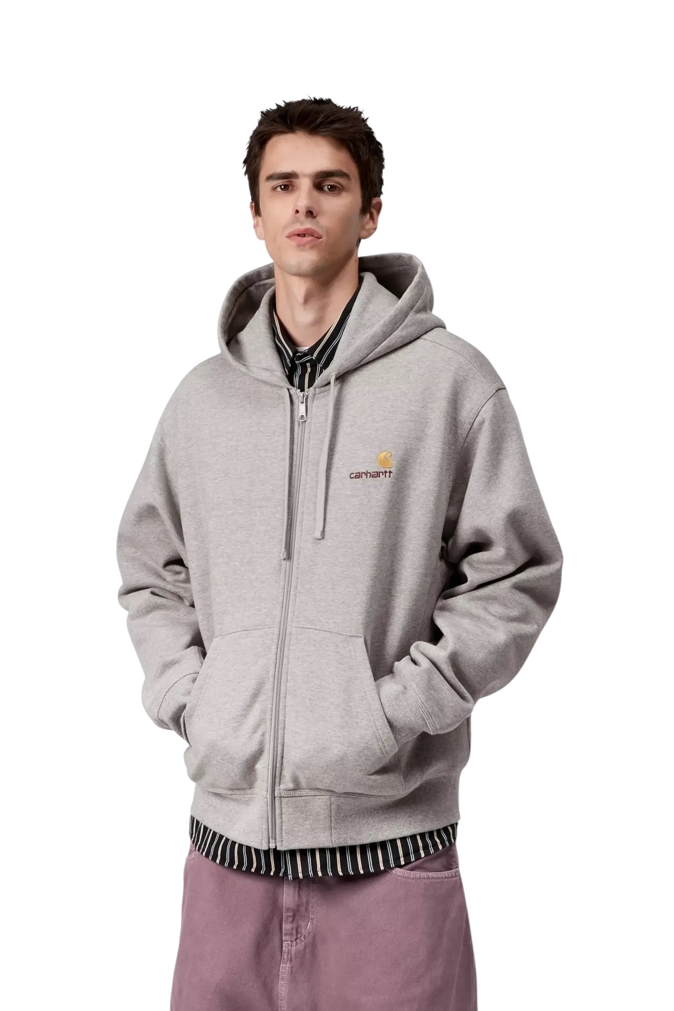 Carhartt WIP Hooded American Script Jacket - Grey Heather