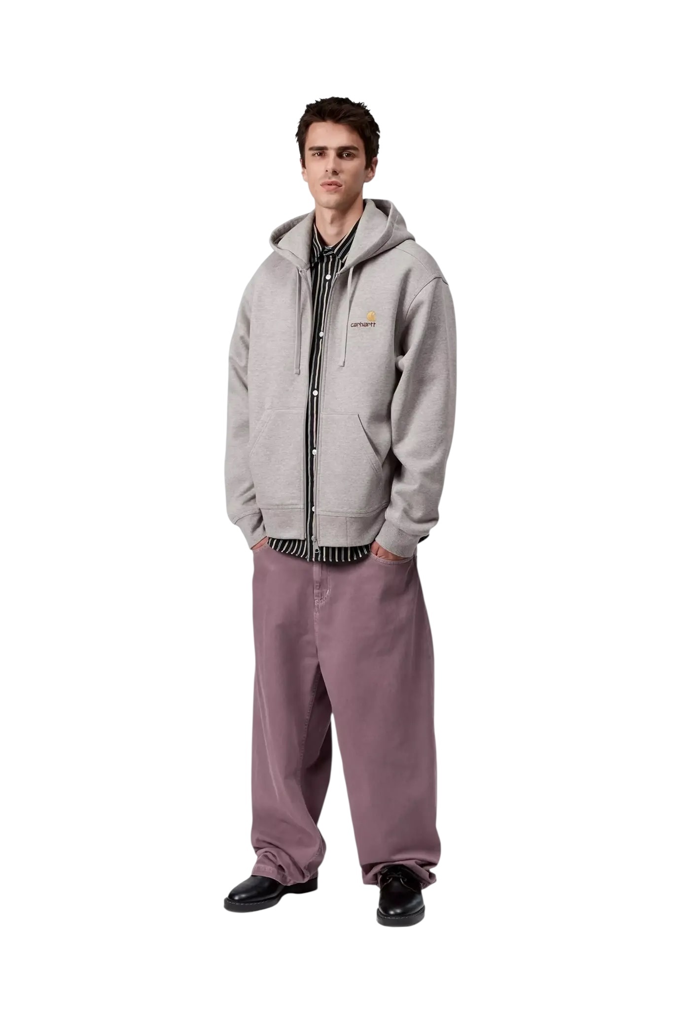 Carhartt WIP Hooded American Script Jacket - Grey Heather