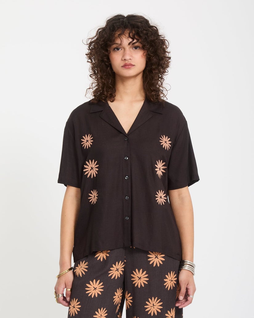 Volcom EMB Midnite Ramble Top - Black