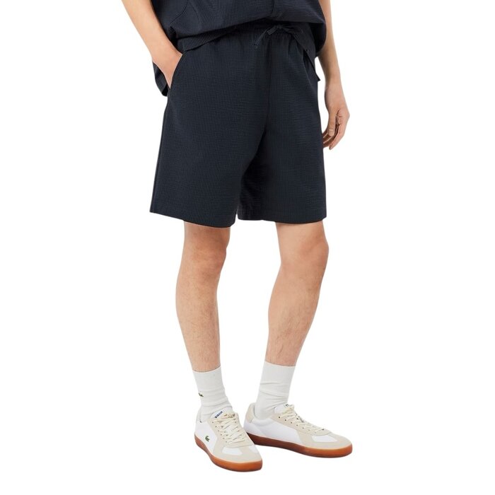 Lacoste Short Seersucker Coton - Noir/Gris Foncé