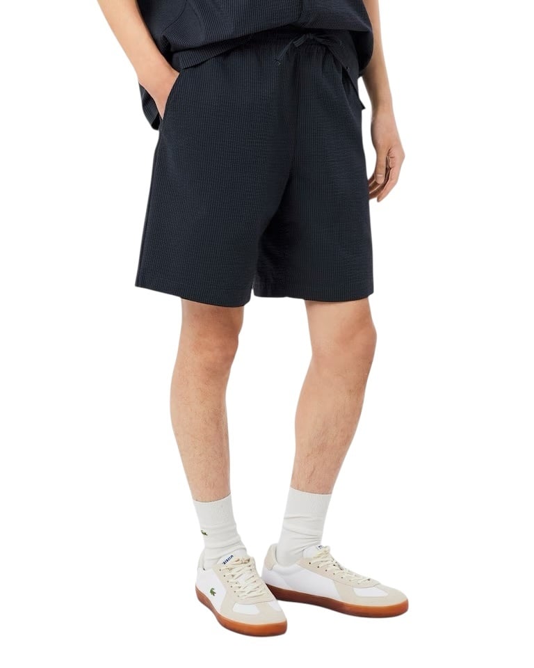 Lacoste Short Seersucker Coton - Noir/Gris Foncé