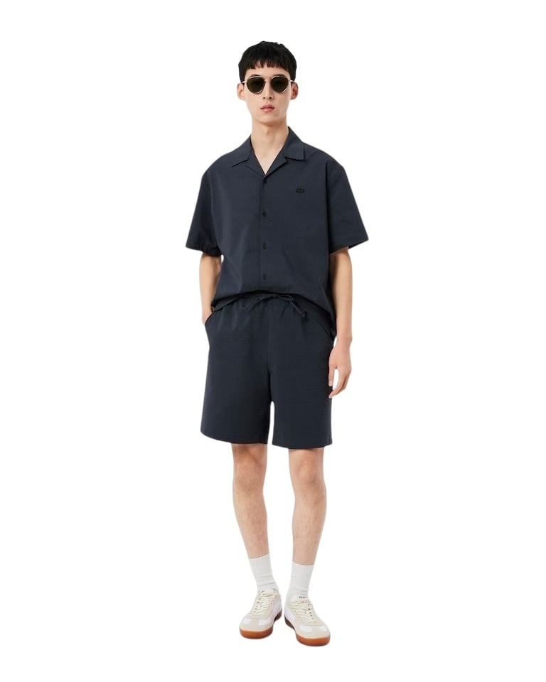 Lacoste Short Seersucker Coton - Noir/Gris Foncé