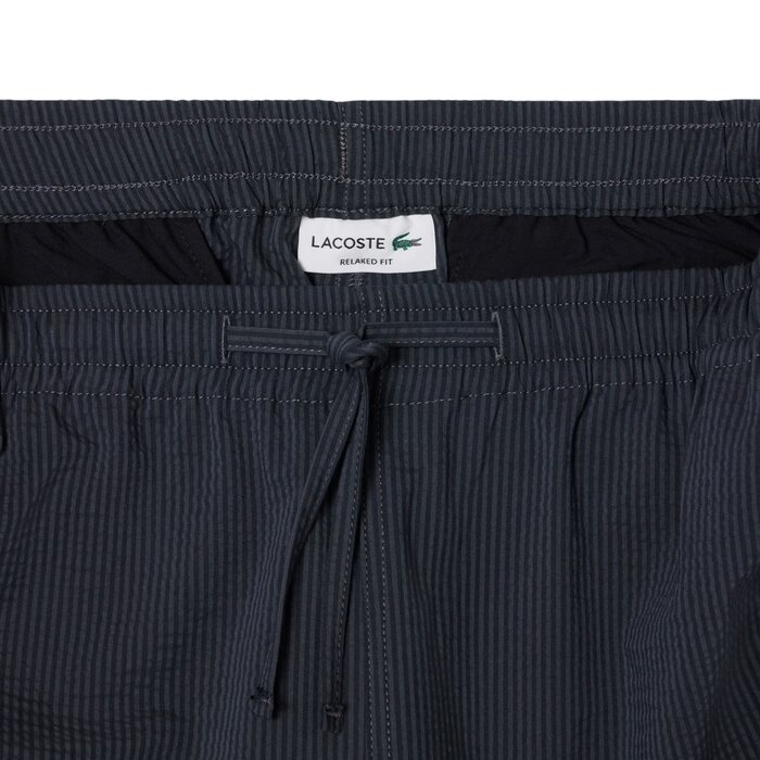 Lacoste Short Seersucker Coton - Noir/Gris Foncé