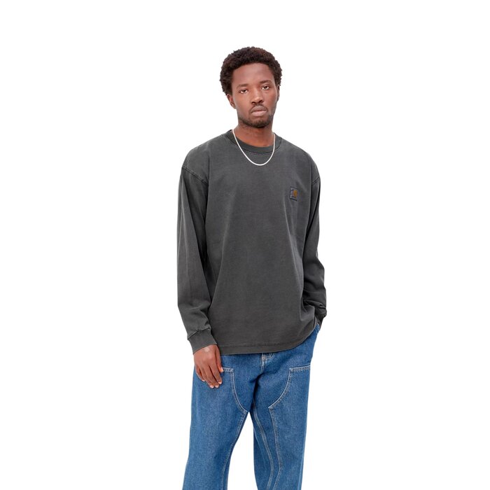 Carhartt WIP L/S Nelson T-Shirt - Black Garment Dyed