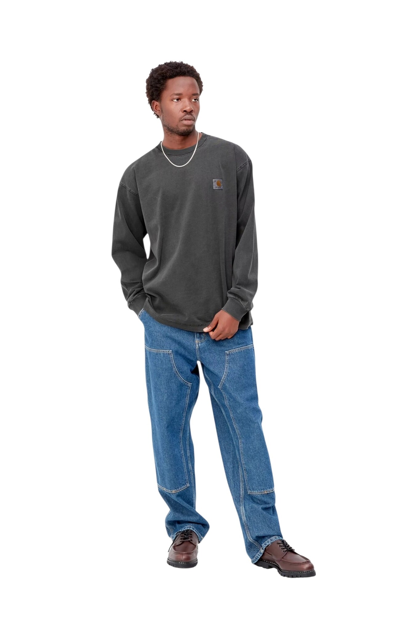 Carhartt WIP L/S Nelson T-Shirt - Black Garment Dyed