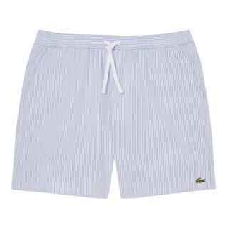 Lacoste Short de bain mi-long rayé texturé - Blanc/Bleu Clair