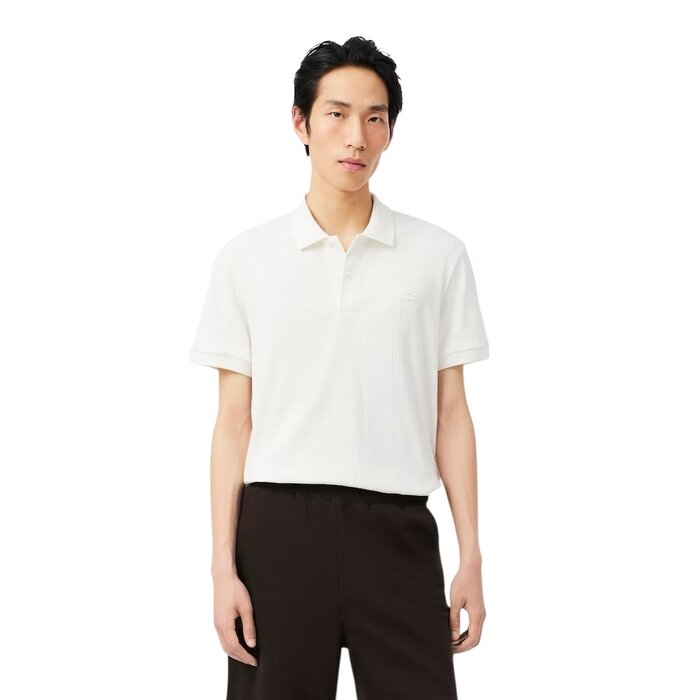 Lacoste Polo Classic Fit Maille Côtelée - Blanc