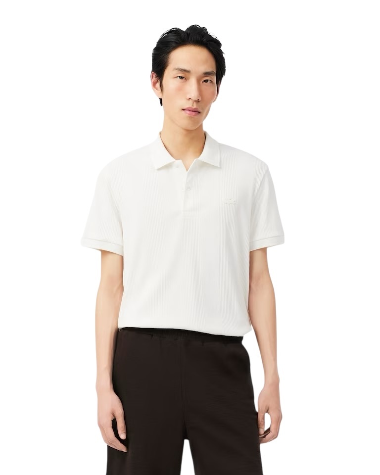 Lacoste Polo Classic Fit Maille Côtelée - Blanc