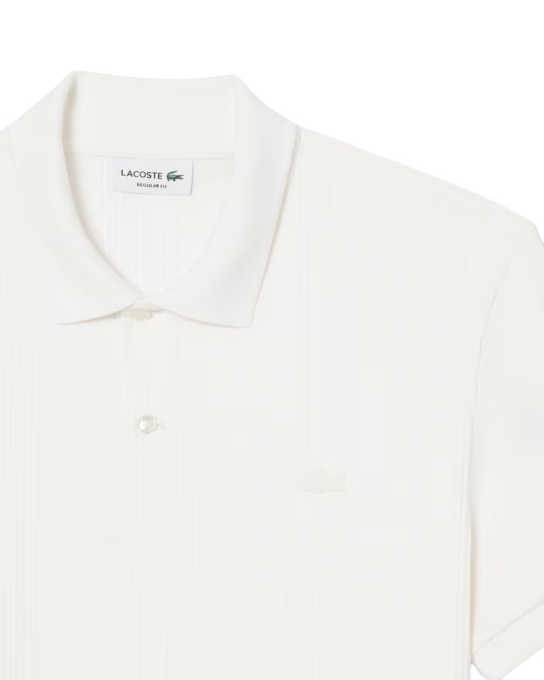 Lacoste Polo Classic Fit Maille Côtelée - Blanc