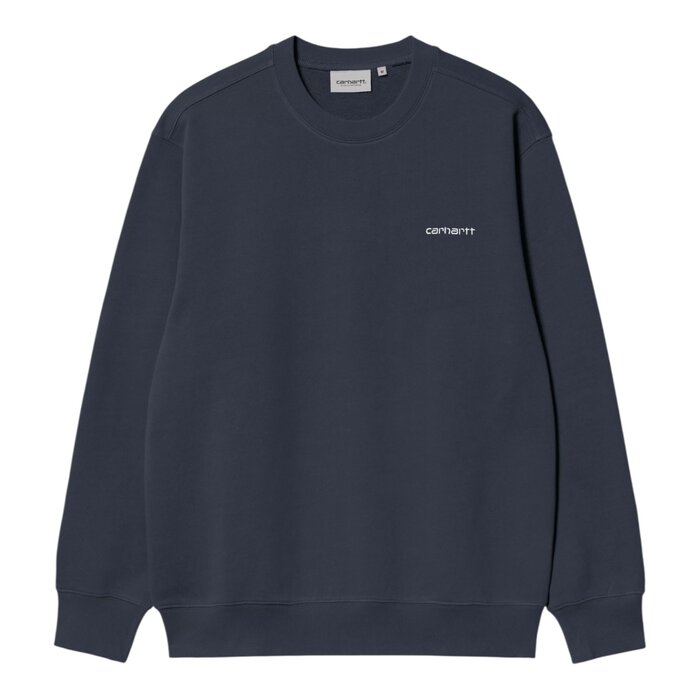 Carhartt WIP Script Embroidery Sweat - Deep Night/White