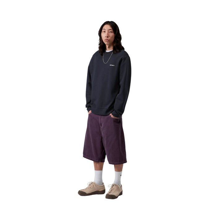 Carhartt WIP Script Embroidery Sweat - Deep Night/White