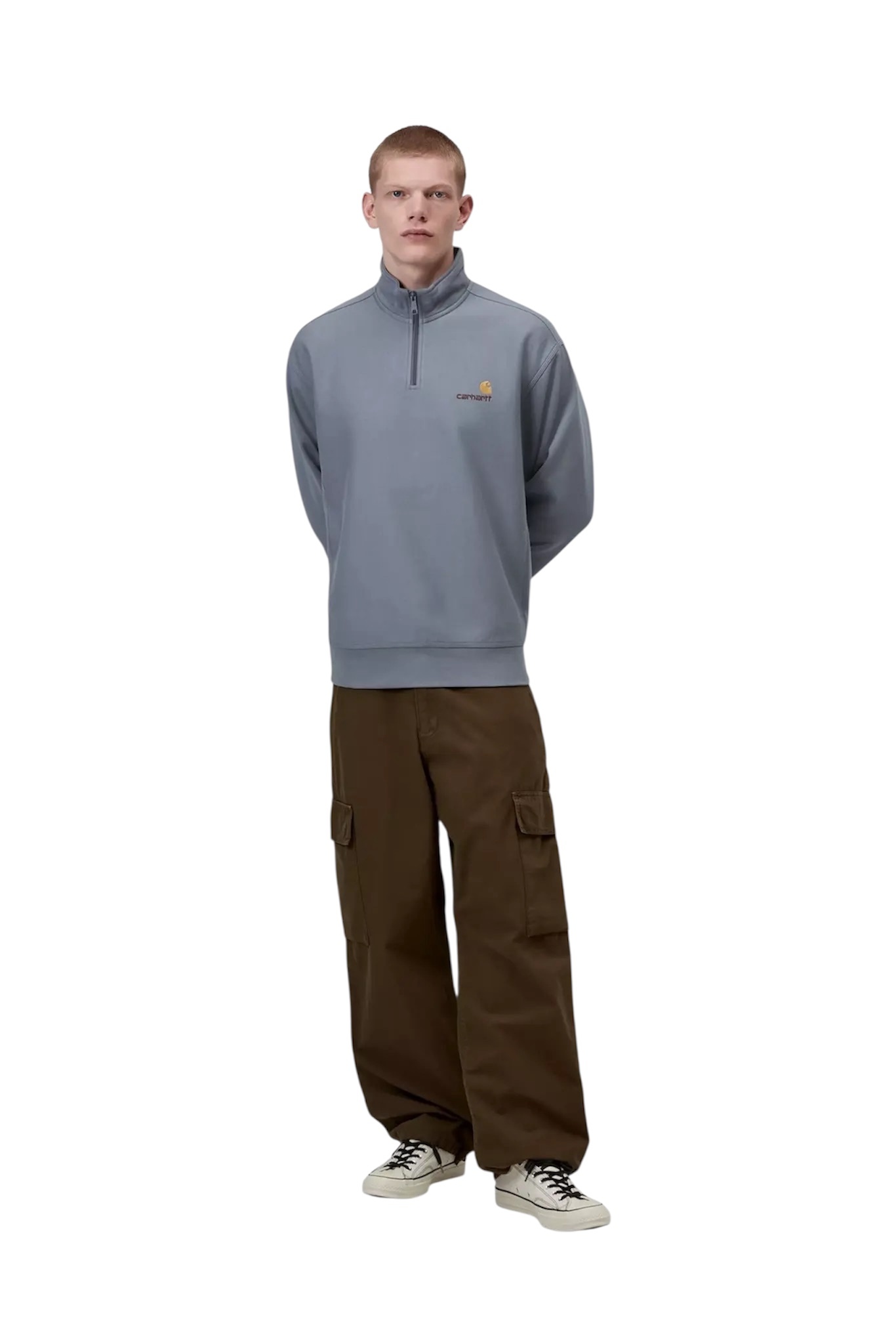 Carhartt WIP Half Zip American Script - Shady Blue