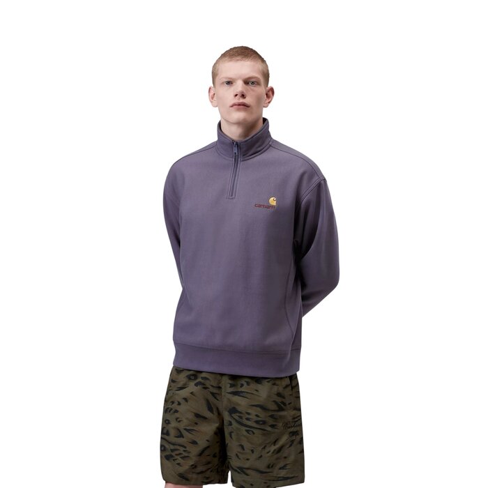 Carhartt WIP Half Zip American Script Sweat - Shady Purple