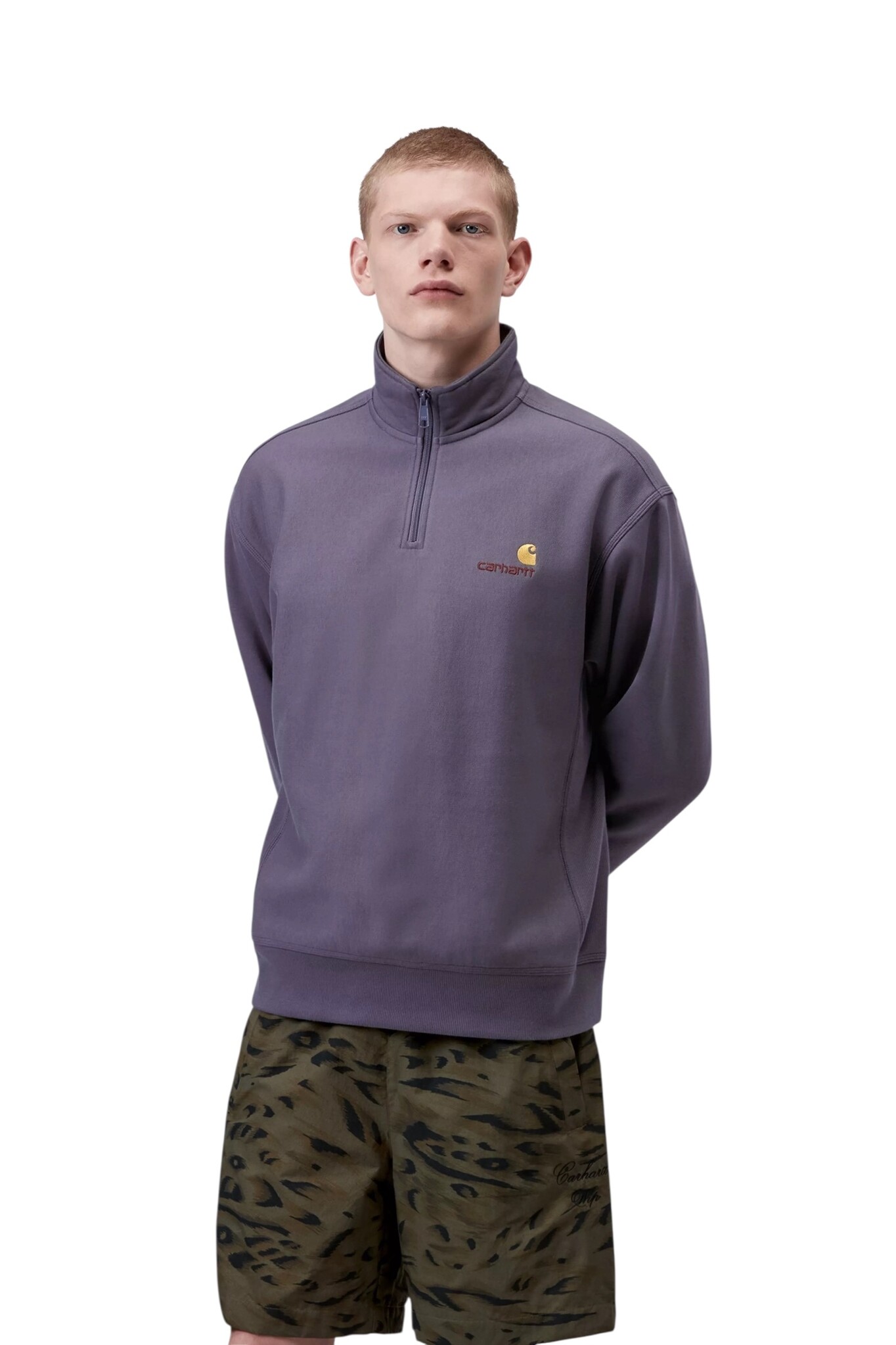 Carhartt WIP Half Zip American Script Sweat - Shady Purple