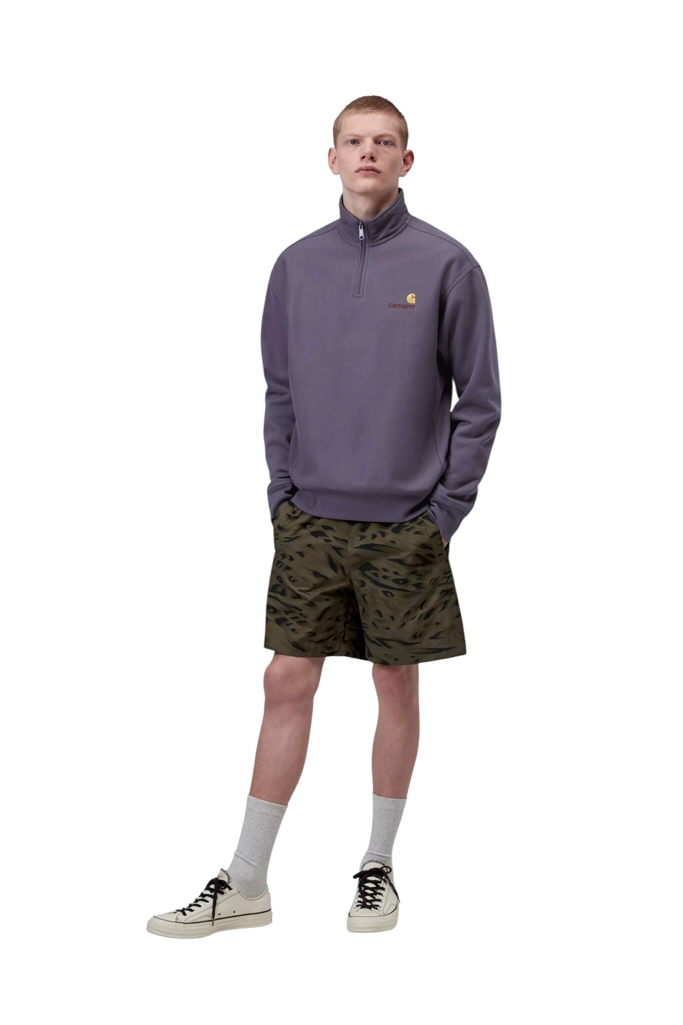 Carhartt WIP Half Zip American Script Sweat - Shady Purple