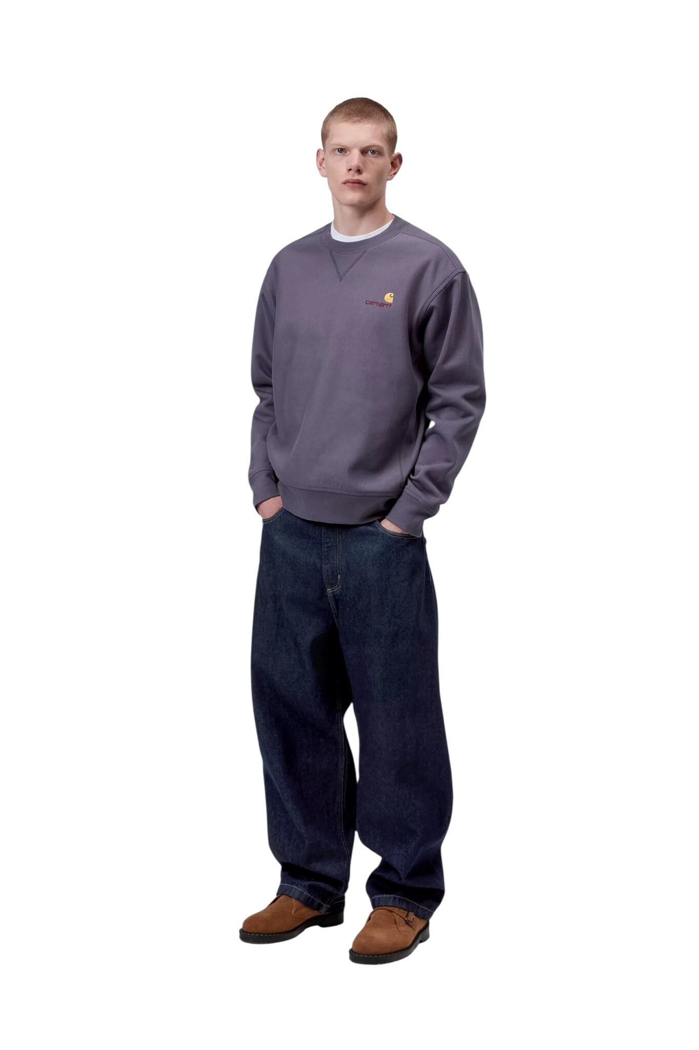 Carhartt WIP American Script Sweat - Shady Purple