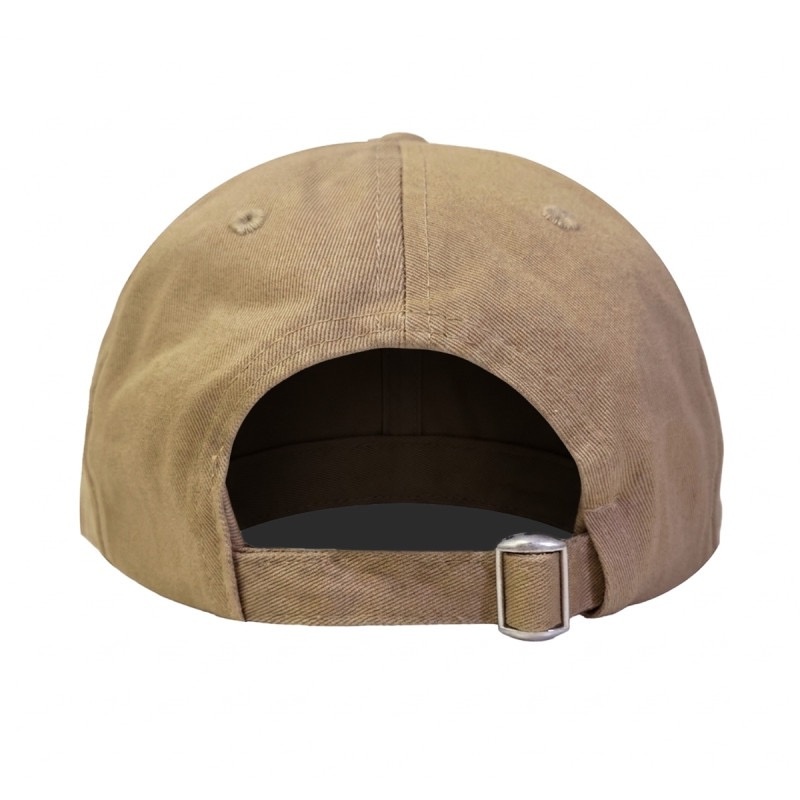 Magenta Bossed Dad Hat - Beige