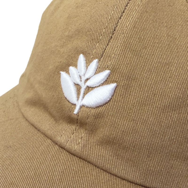Magenta Bossed Dad Hat - Beige