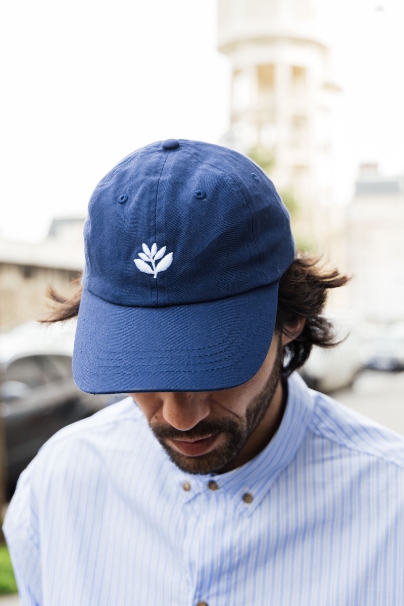 Magenta Bossed Dad Hat - Navy