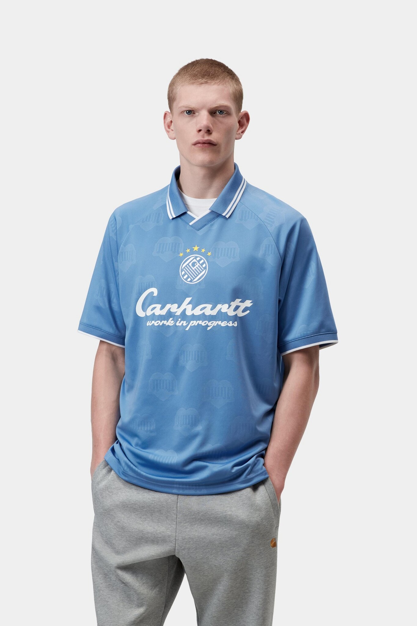 Carhartt WIP S/S Terrace Football T-Shirt - Heart Train Jacquard/Curacao